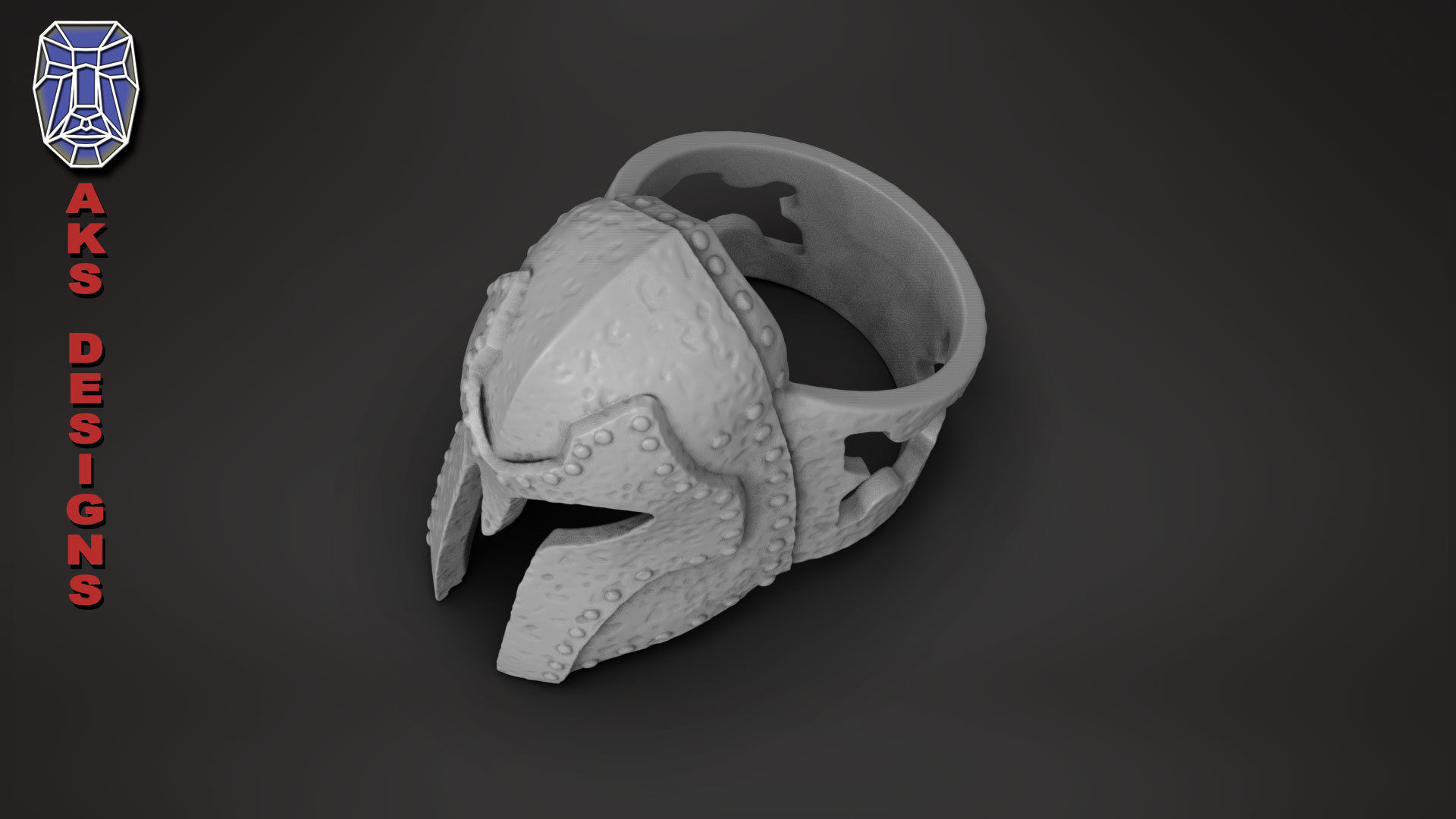 Ring jewelry Skyrim helmet v176  3D print model_19
