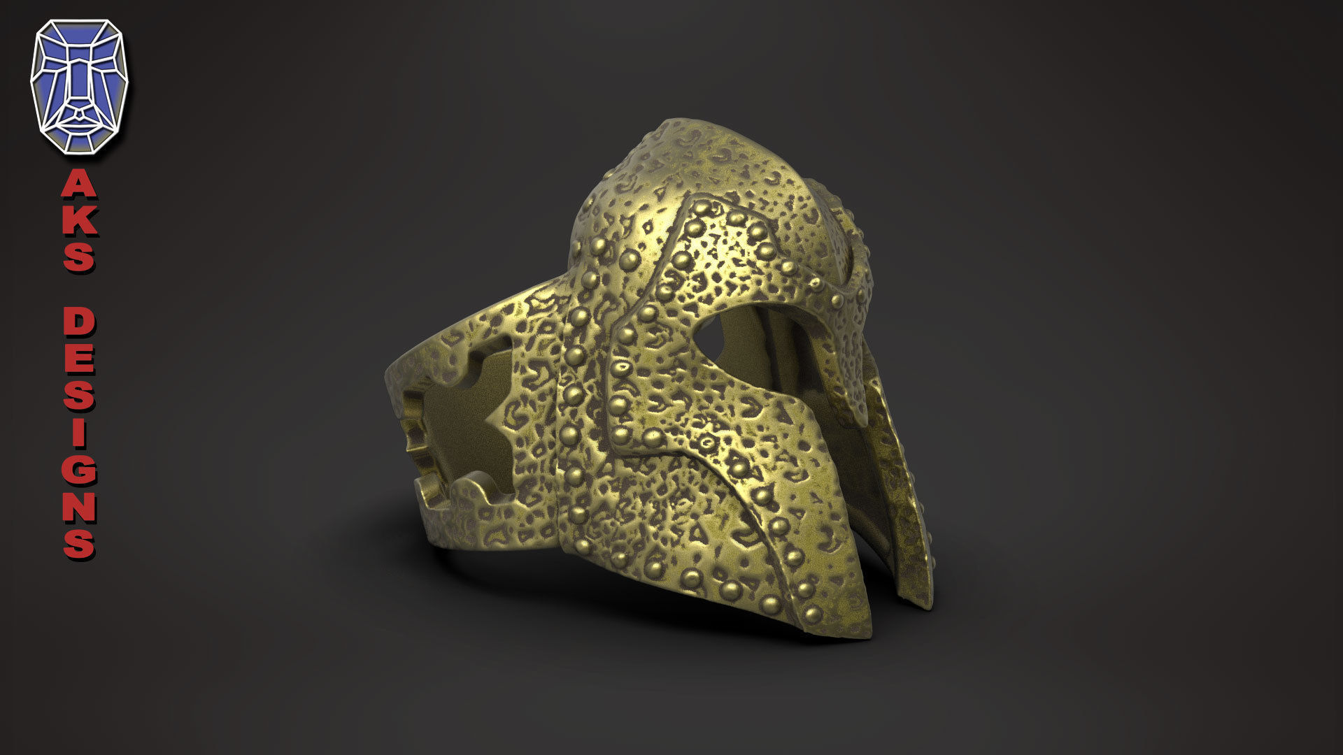 Ring jewelry Skyrim helmet v176  3D print model_3