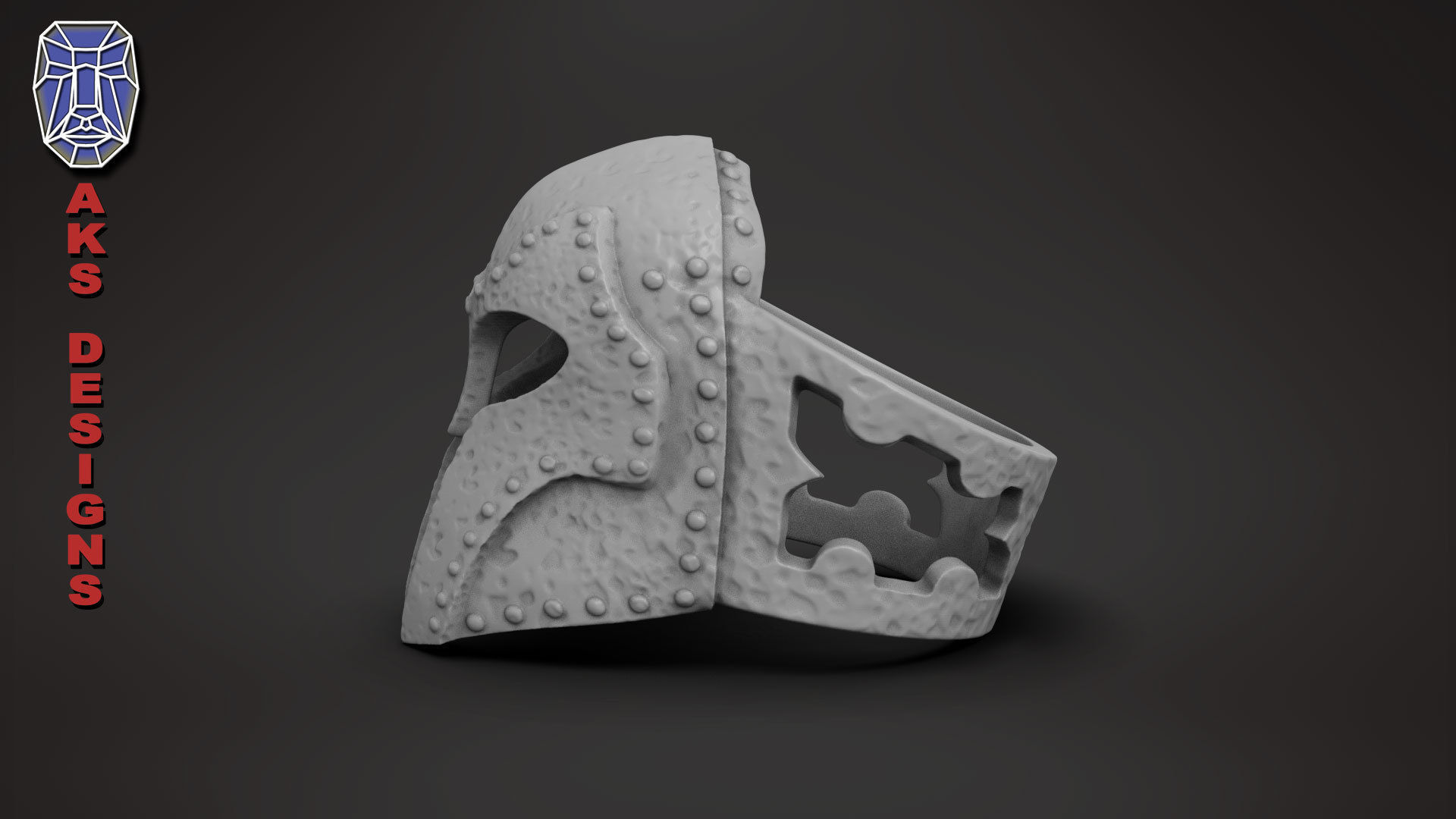 Ring jewelry Skyrim helmet v176  3D print model_15