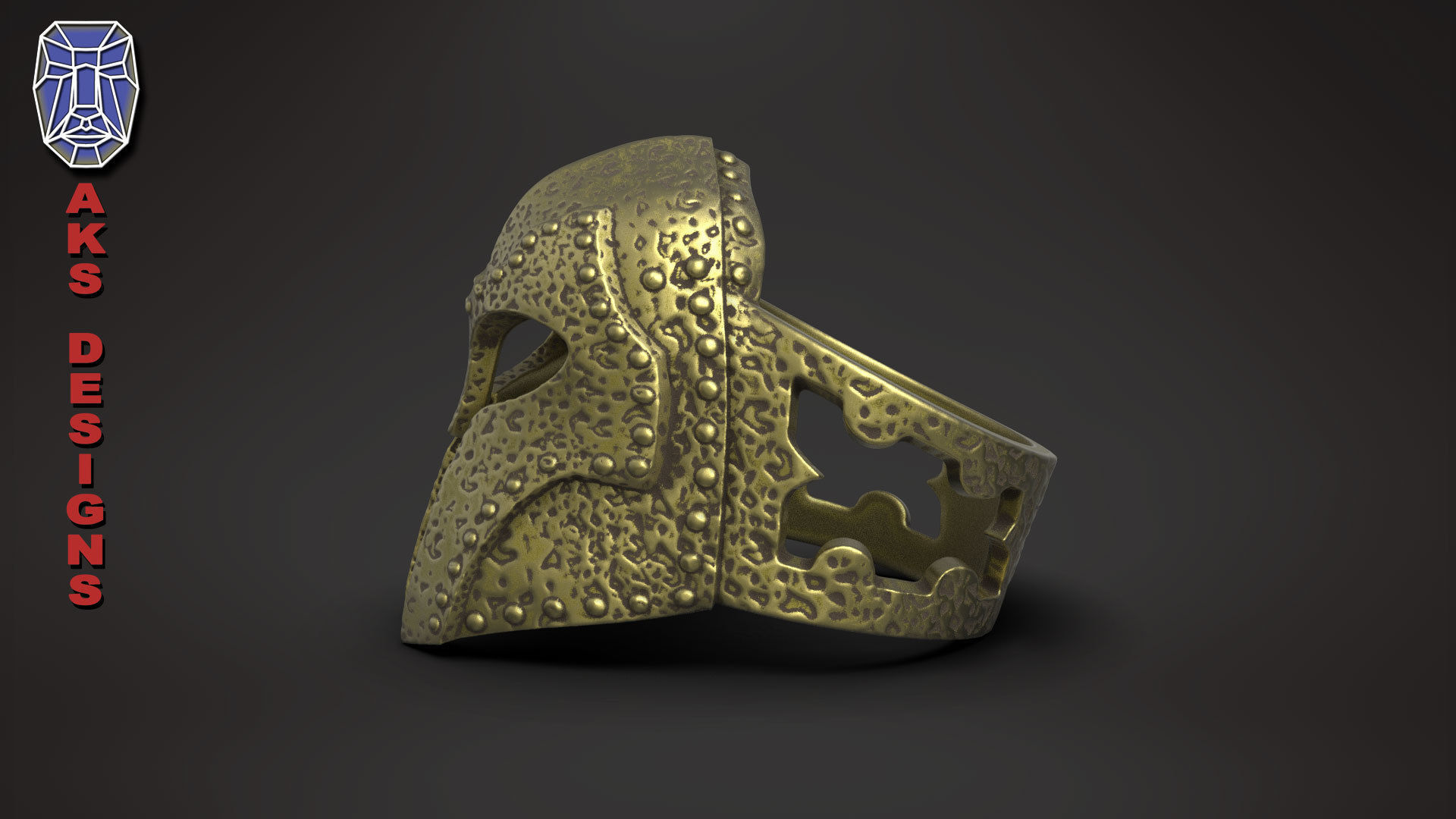 Ring jewelry Skyrim helmet v176  3D print model_1