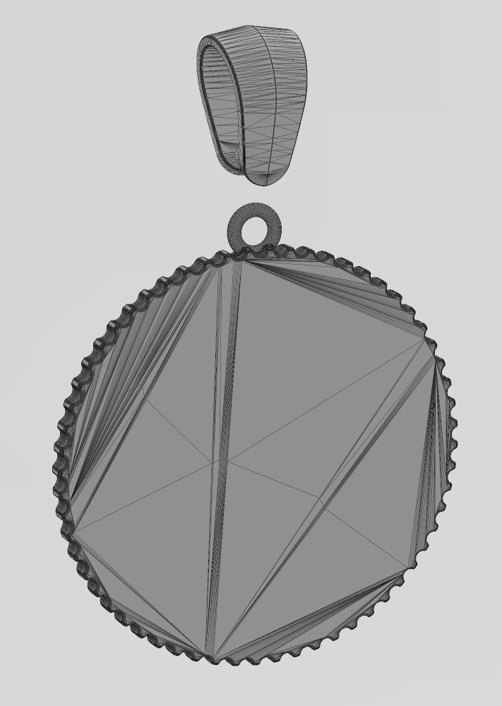 Hello kitty notched pattern coin with bail 3D print model_14