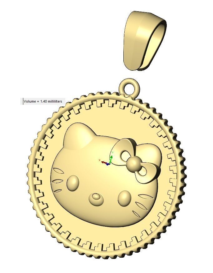 Hello kitty notched pattern coin with bail 3D print model_12