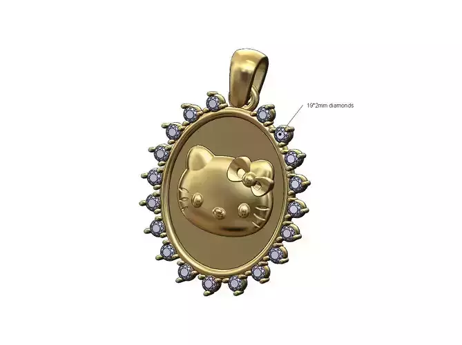 Hello kitty oval diamond pendant charm