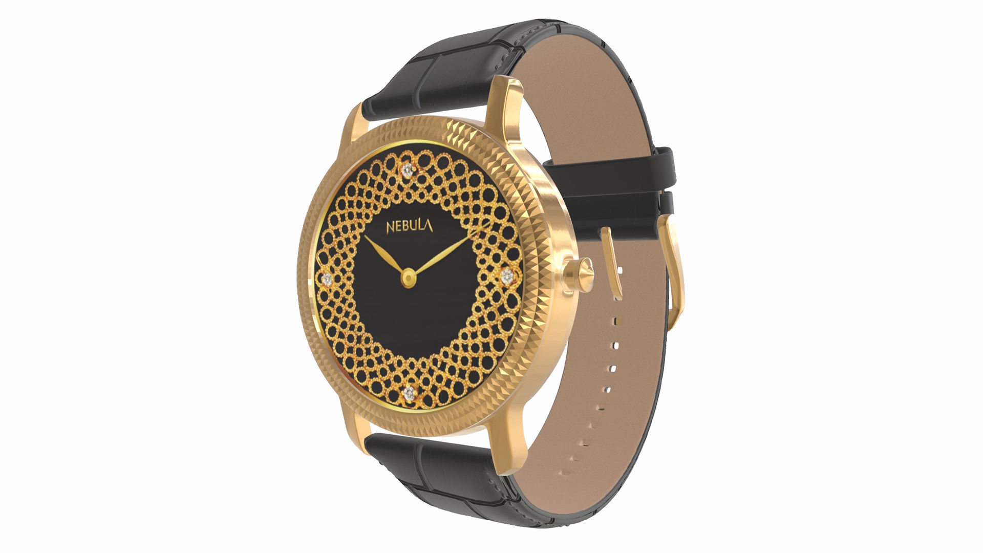 Titan Filigree by Nebula - 18 Karat Solid Gold Analog Watch1 Low-poly 3D model_1
