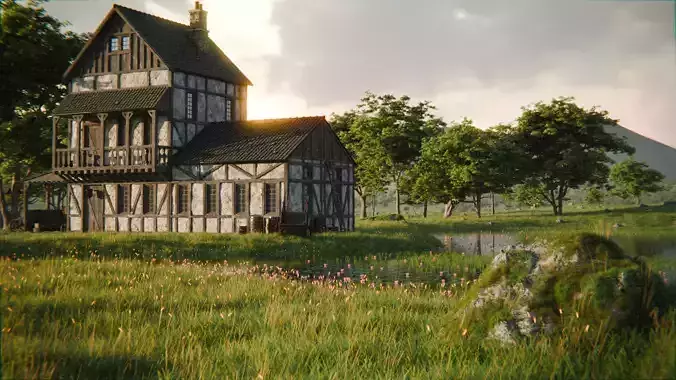 Medieval Landscape 3d Scene