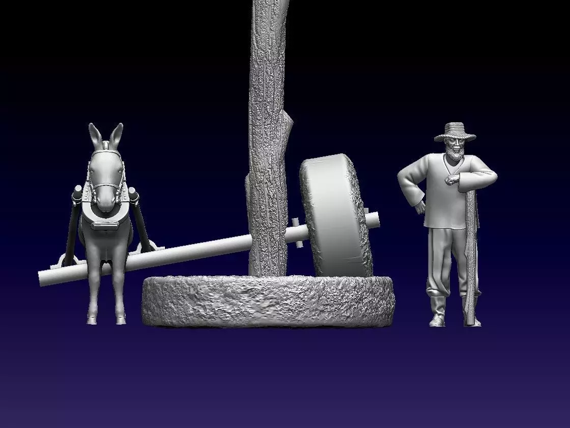 DONKEY MILLSTONES MAN 3D print model_0