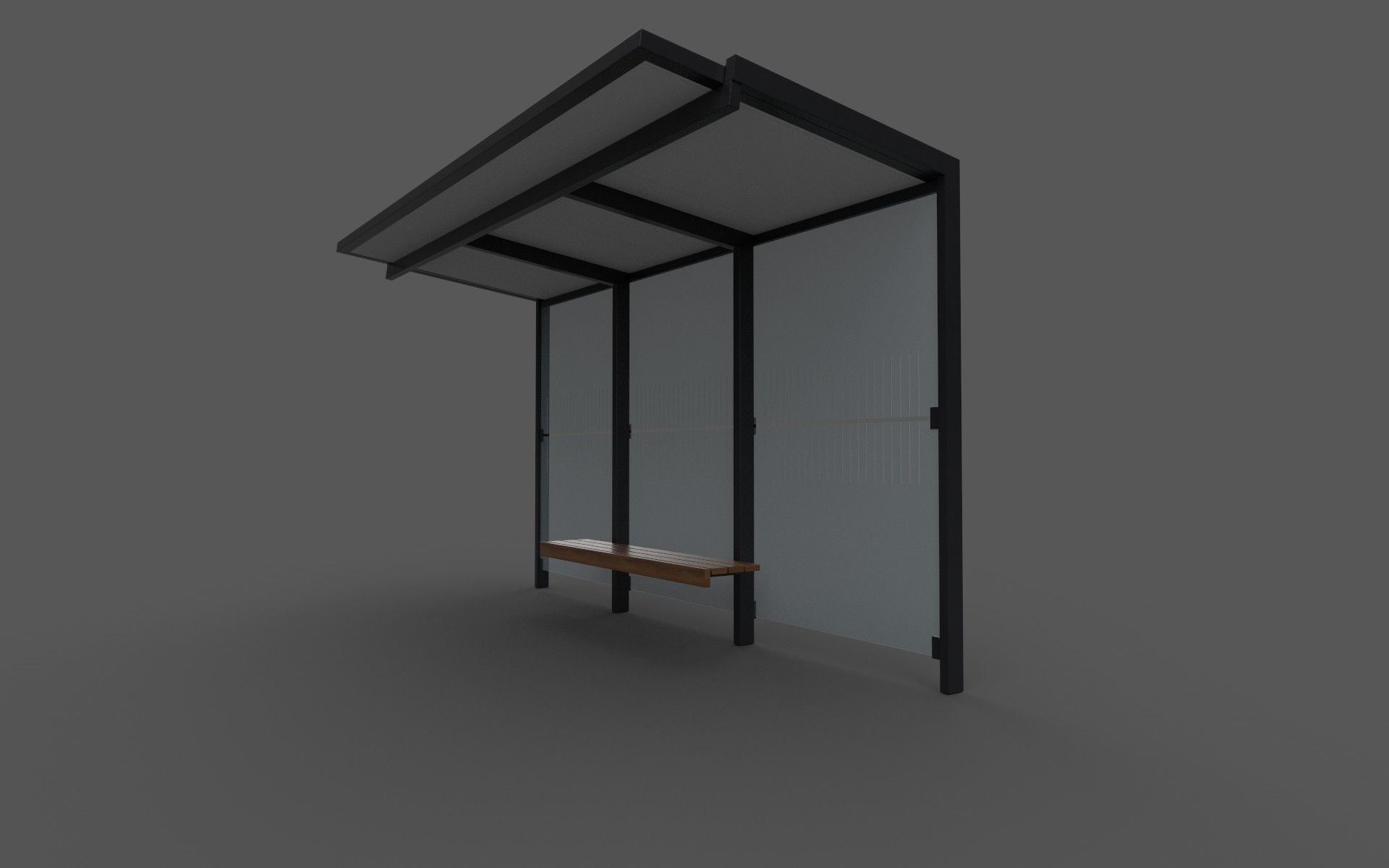 Bus shelter Low-poly 3D model_5
