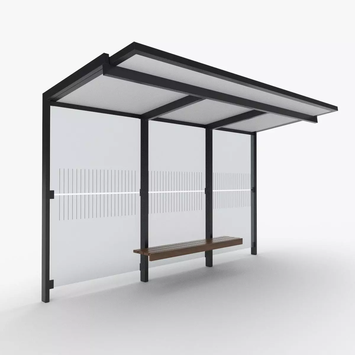 Bus shelter Low-poly 3D model_0