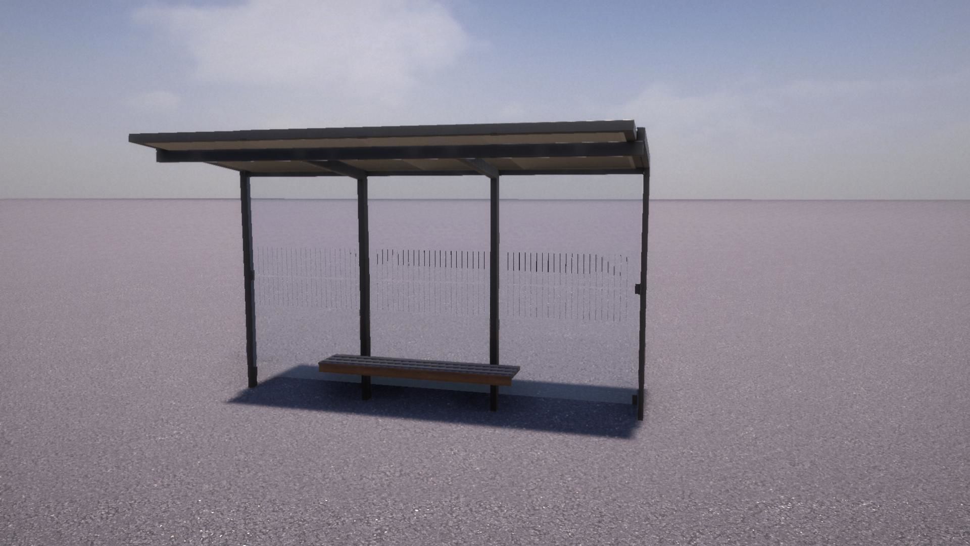 Bus shelter Low-poly 3D model_6