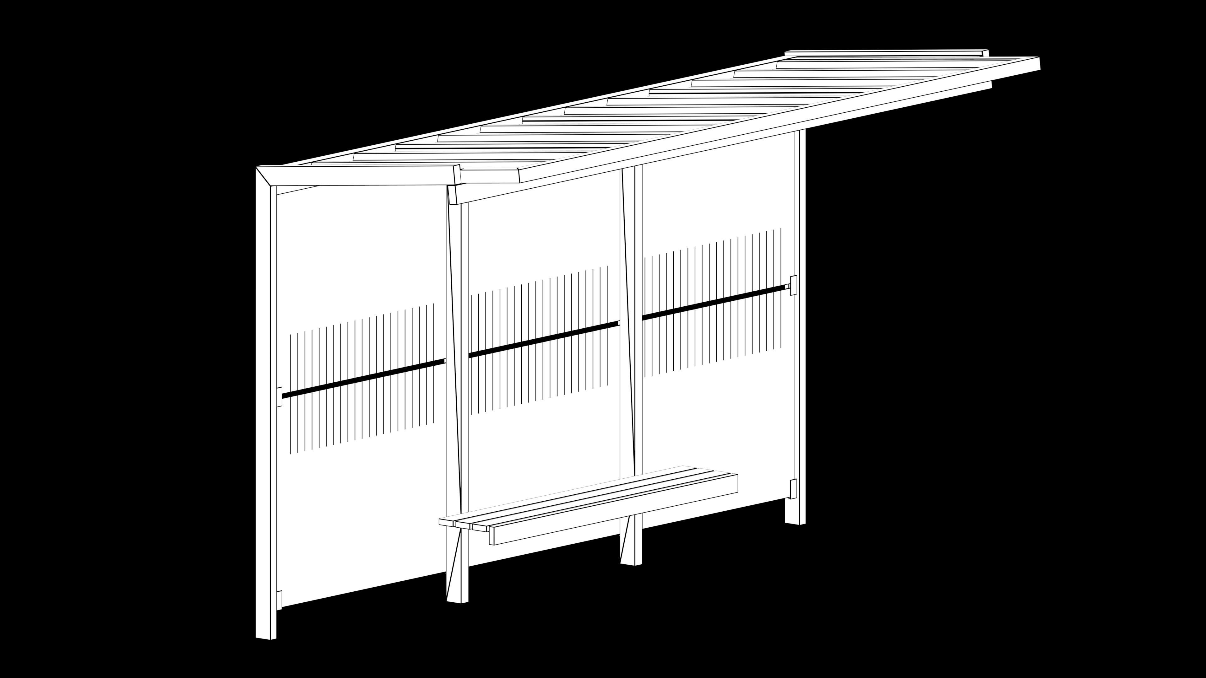 Bus shelter Low-poly 3D model_8