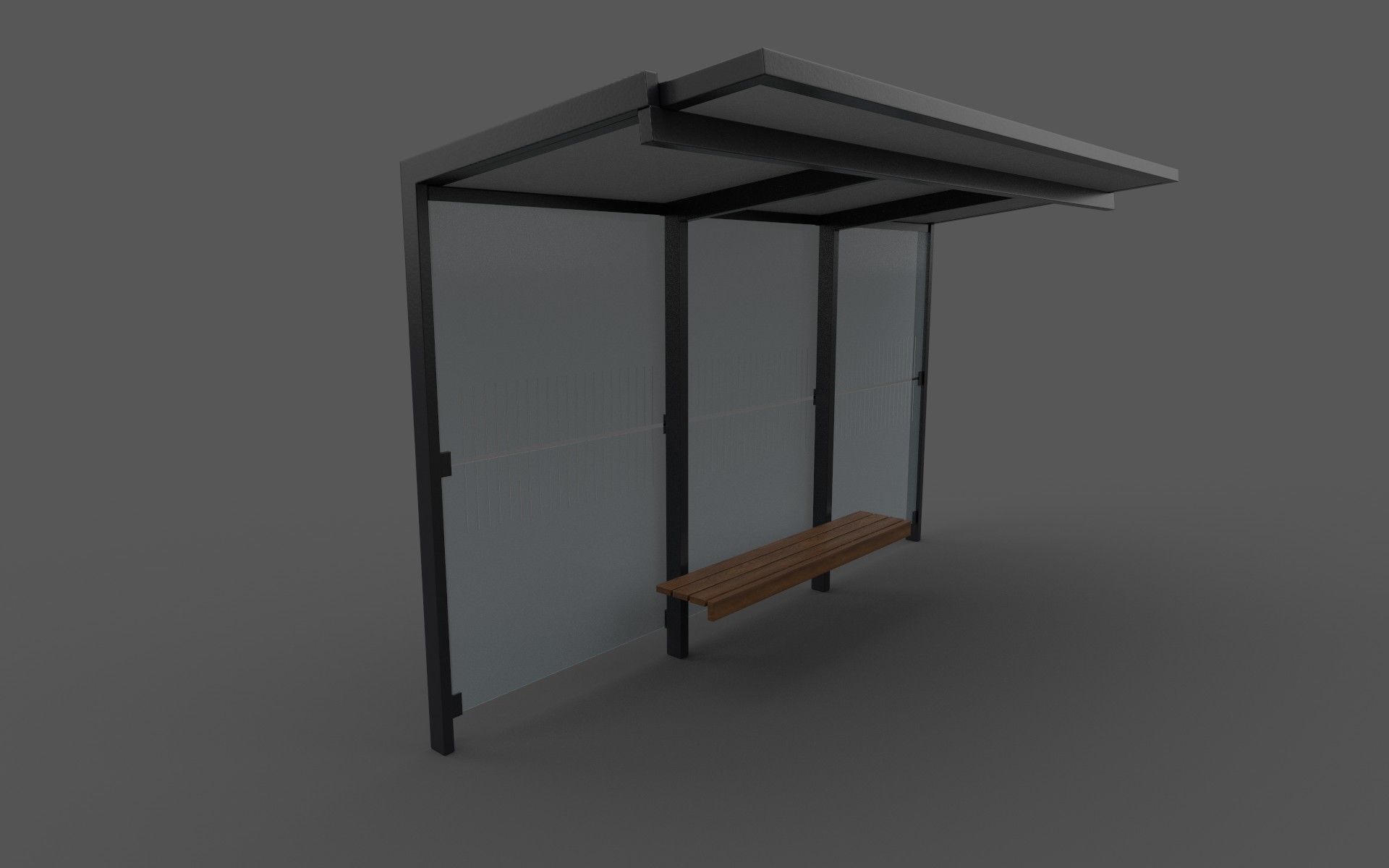 Bus shelter Low-poly 3D model_2