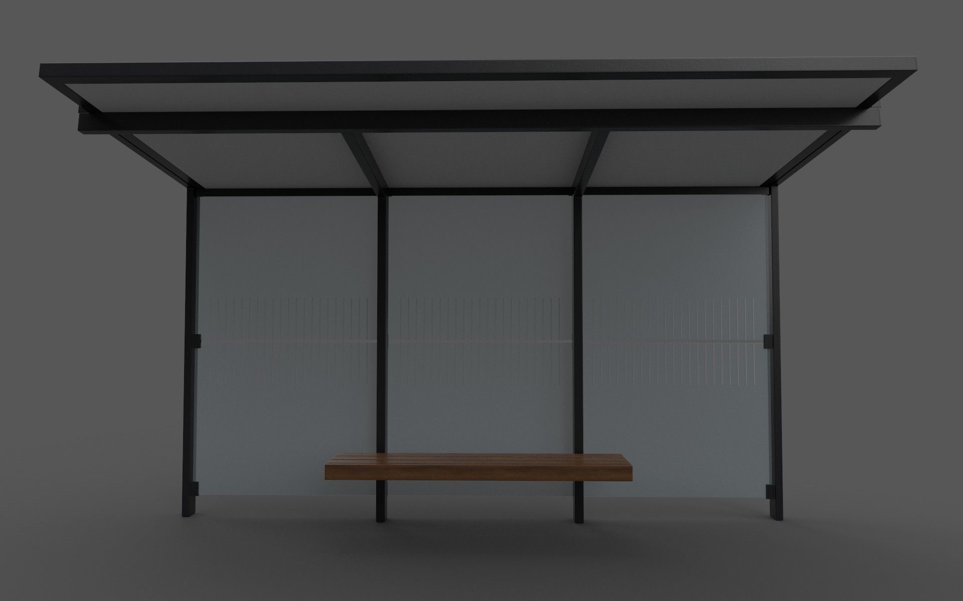 Bus shelter Low-poly 3D model_1