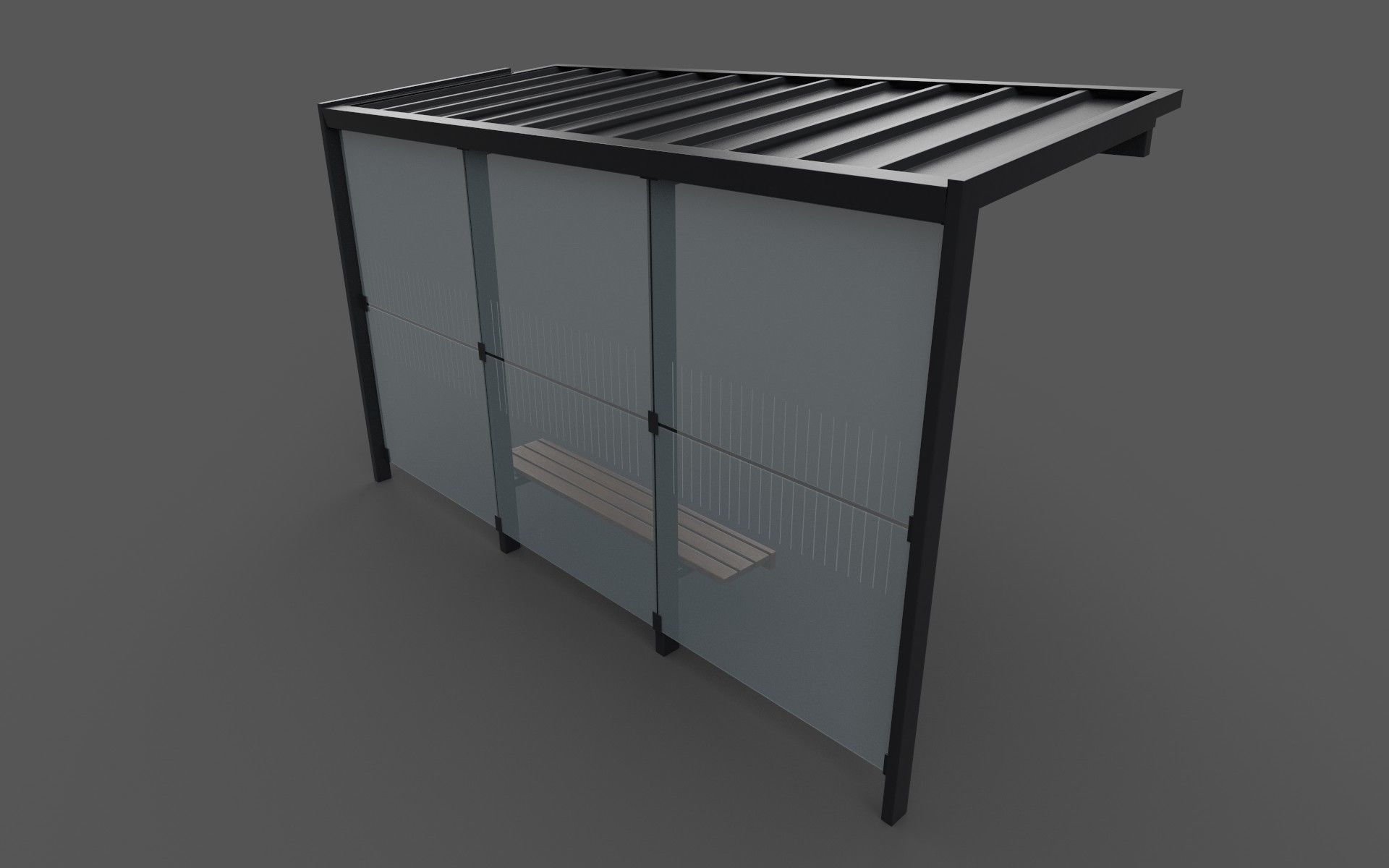 Bus shelter Low-poly 3D model_3