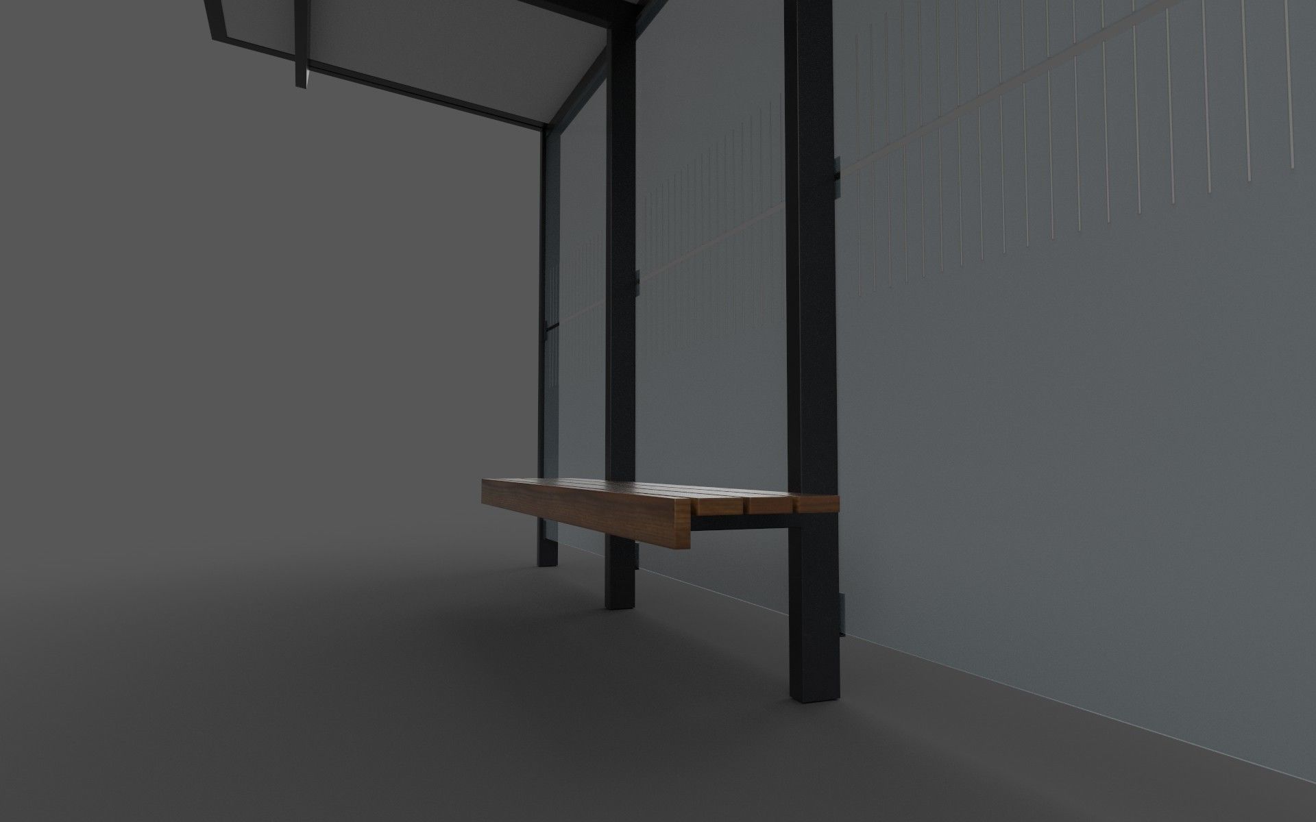 Bus shelter Low-poly 3D model_4