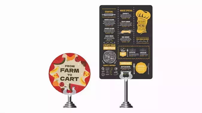 Menu number sign display stand set