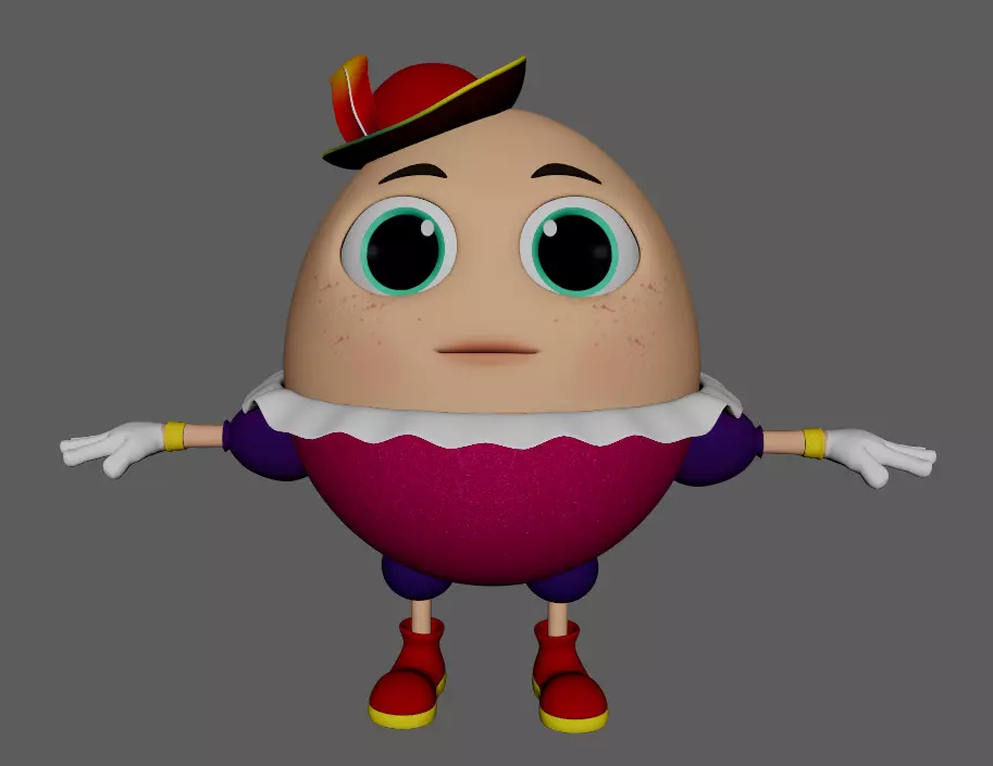 Humpty Dumpty Cartoon Low-poly 3D model_0