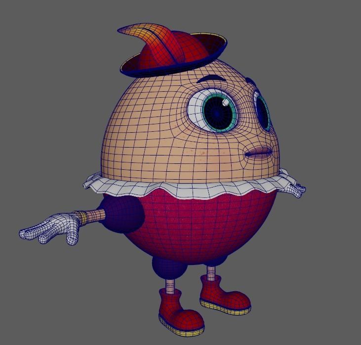 Humpty Dumpty Cartoon Low-poly 3D model_3