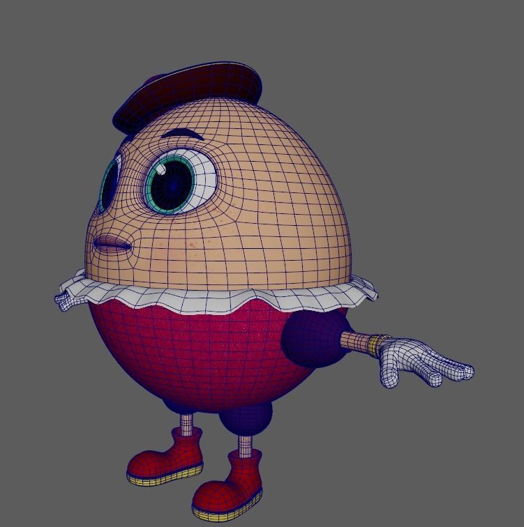 Humpty Dumpty Cartoon Low-poly 3D model_2