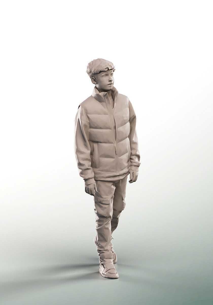 Hannes 15257 - Walking Boy In Winter Outfit Low-poly 3D model_4
