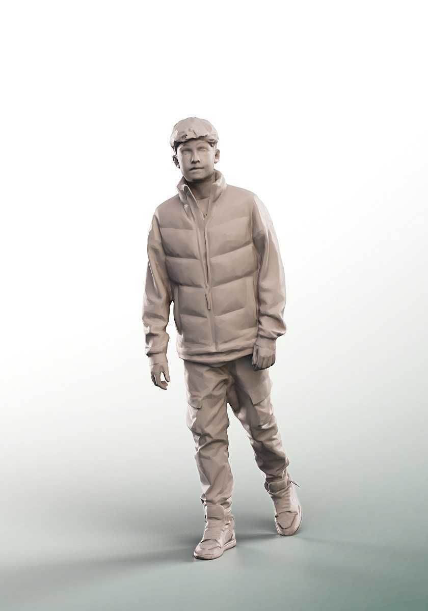 Hannes 15257 - Walking Boy In Winter Outfit Low-poly 3D model_3