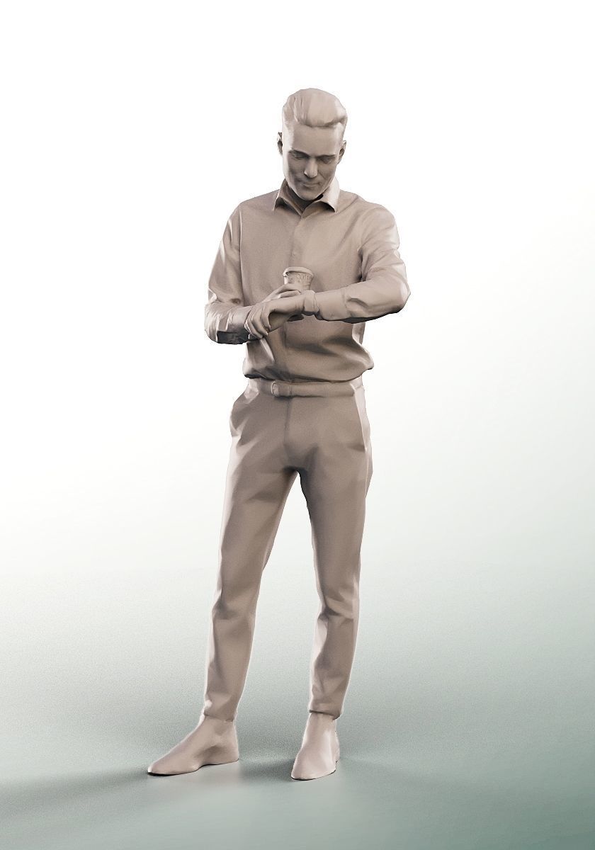Roni 15152 - Standing Elegant Young Man With Watch Low-poly 3D model_3