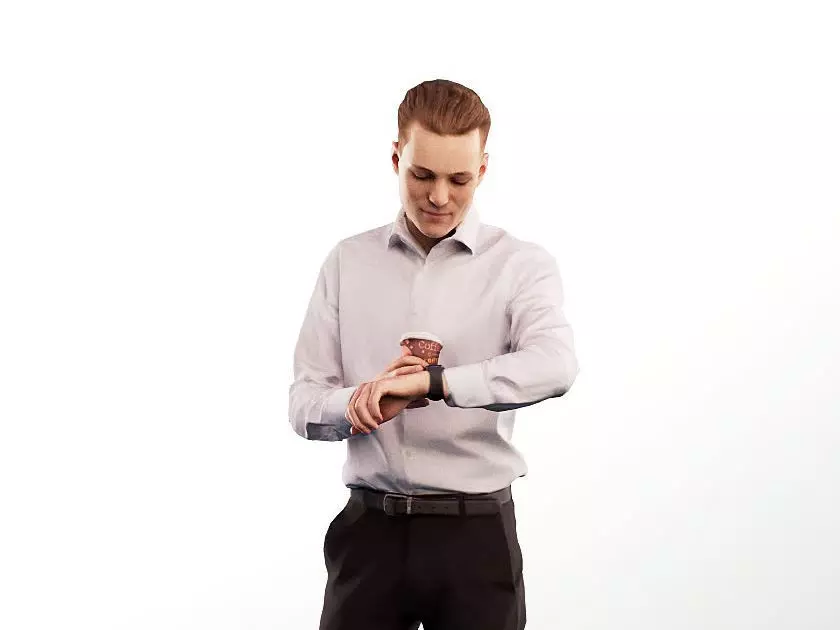 Roni 15152 - Standing Elegant Young Man With Watch Low-poly 3D model_0