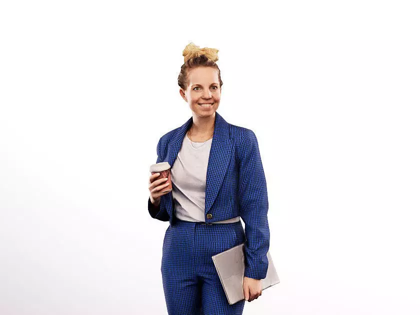 Ruth 15137 - Walking Business Woman With Laptop And Coffee Low-poly 3D model_0