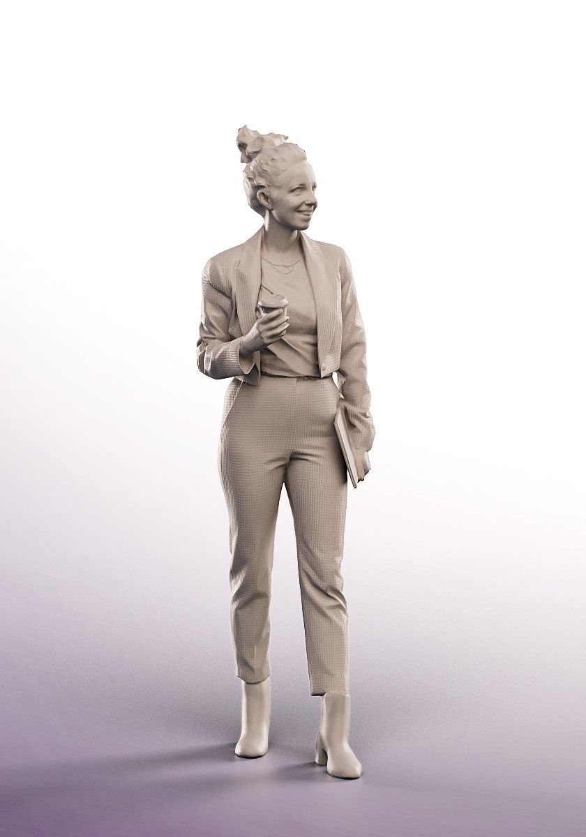 Ruth 15137 - Walking Business Woman With Laptop And Coffee Low-poly 3D model_4