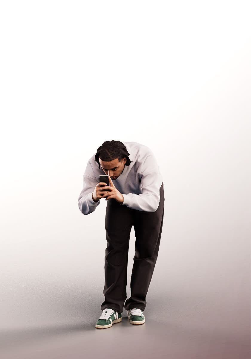 Ahmat 15113 - Young Black Man Taking Picture Low-poly 3D model_1