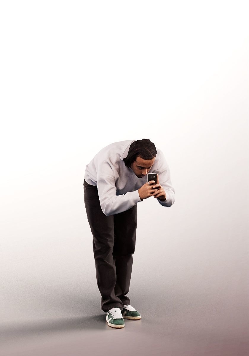 Ahmat 15113 - Young Black Man Taking Picture Low-poly 3D model_2