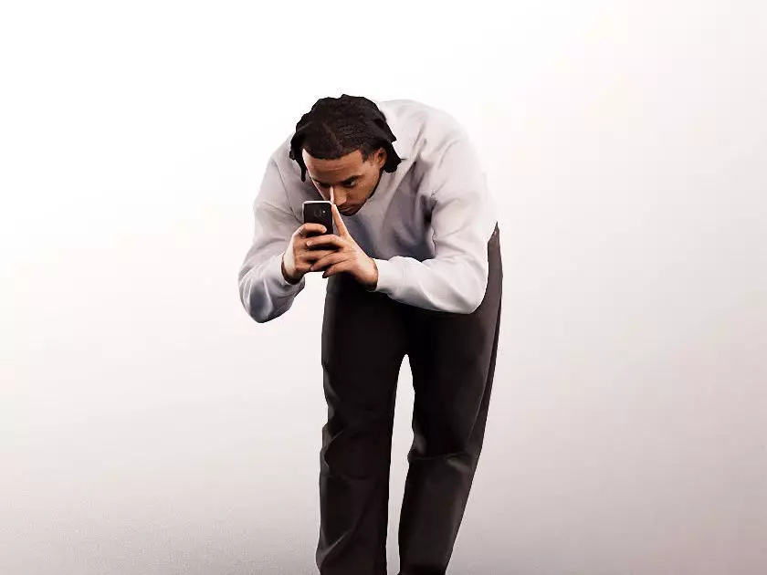 Ahmat 15113 - Young Black Man Taking Picture Low-poly 3D model_0