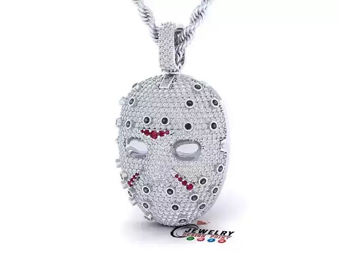 Custom Jason Mask Large Hockey Mask Mask Pendant - Helloice Iced 3D print model