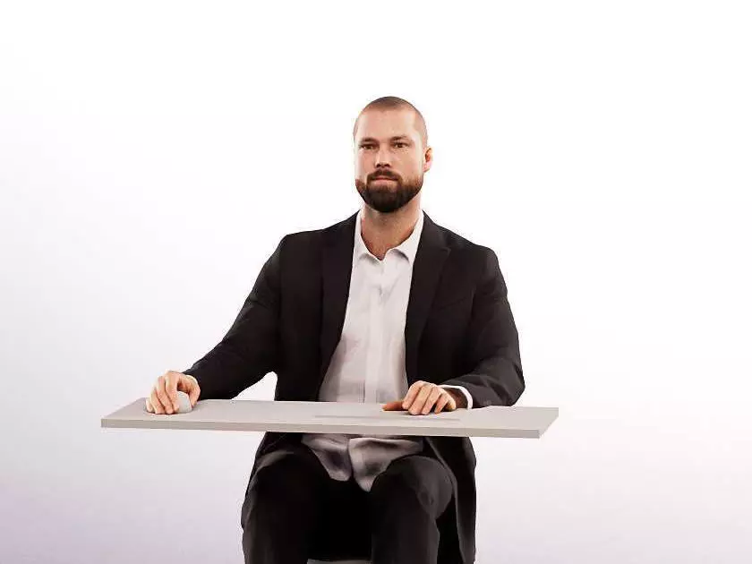 Dax 15064 - Sitting Business Man Working At PC Low-poly 3D model_0