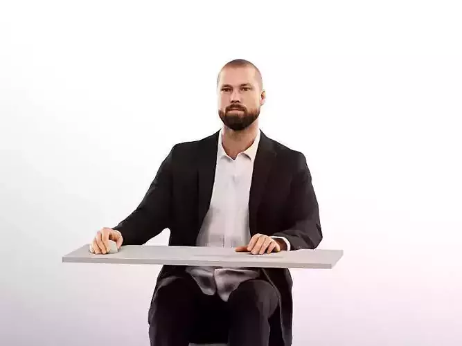 Dax 15064 - Sitting Business Man Working At PC