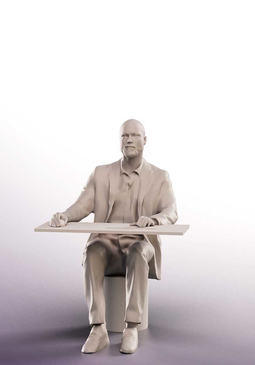 Dax 15064 - Sitting Business Man Working At PC Low-poly 3D model_3