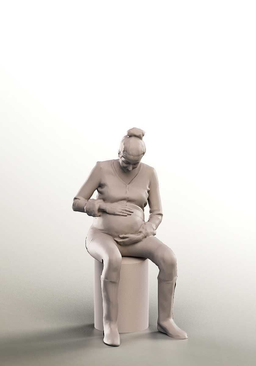 Debby 15045 - Sitting Casual Pregnant Woman Low-poly 3D model_4