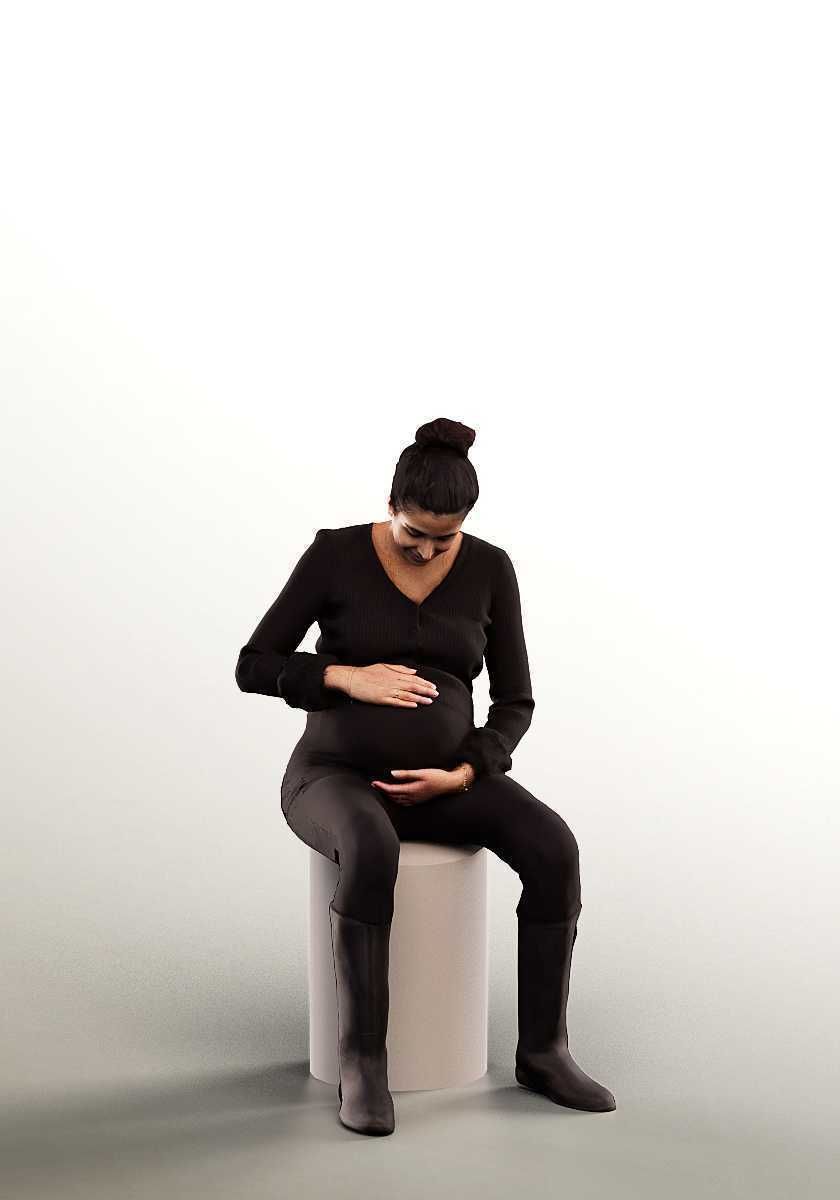Debby 15045 - Sitting Casual Pregnant Woman Low-poly 3D model_2
