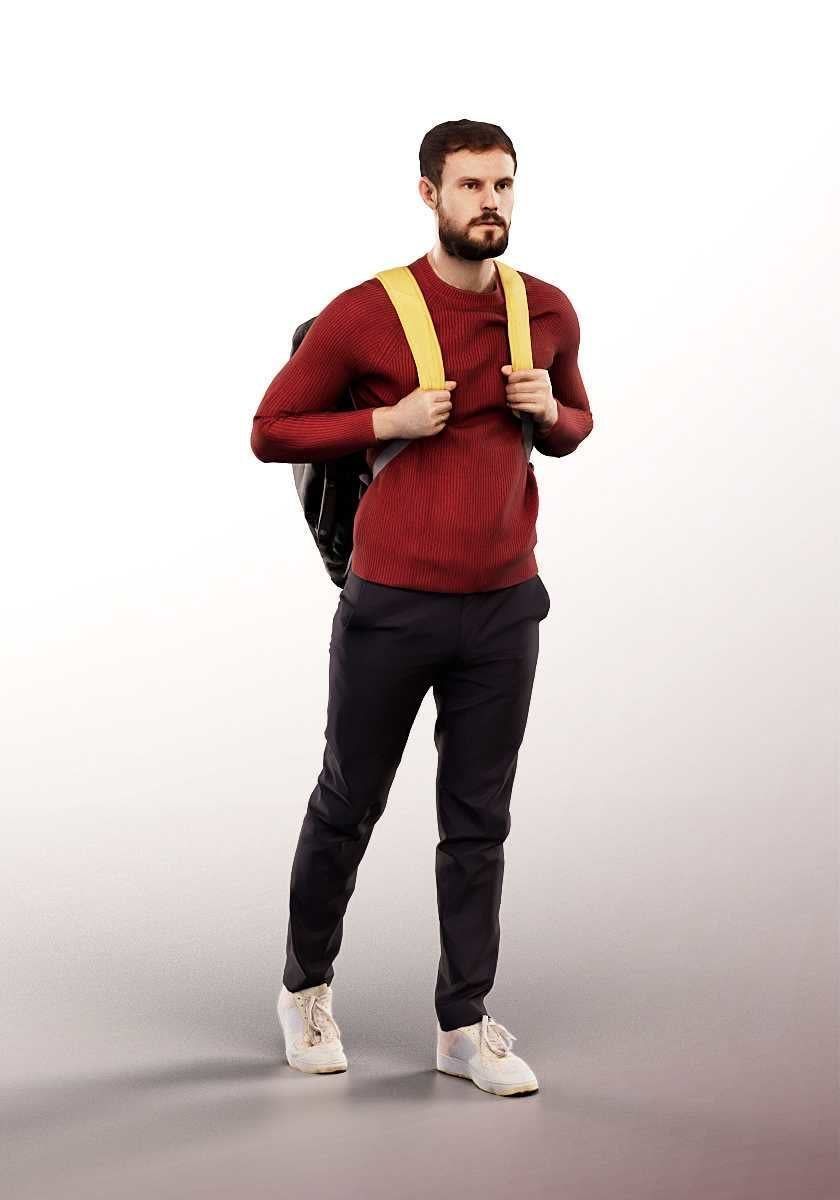 Mads 15044 - Walking Casual Man With Backpack Low-poly 3D model_1