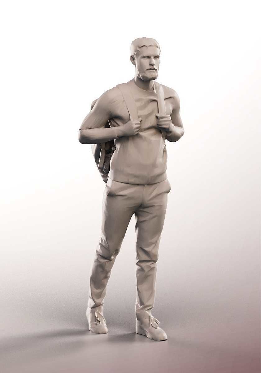 Mads 15044 - Walking Casual Man With Backpack Low-poly 3D model_3