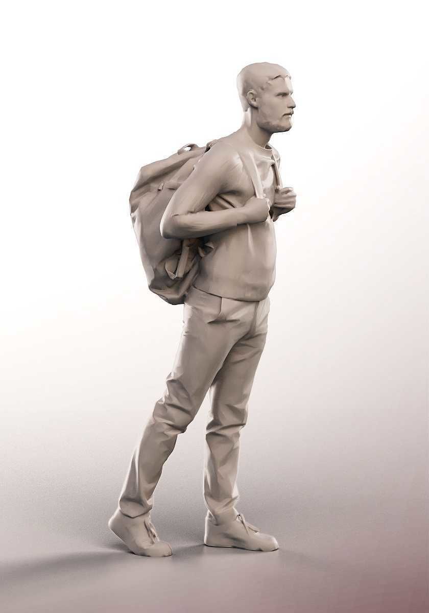 Mads 15044 - Walking Casual Man With Backpack Low-poly 3D model_4