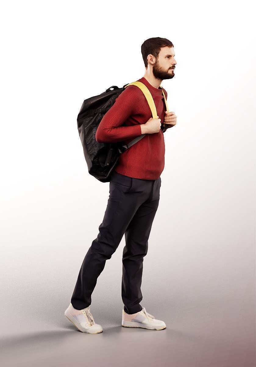 Mads 15044 - Walking Casual Man With Backpack Low-poly 3D model_2