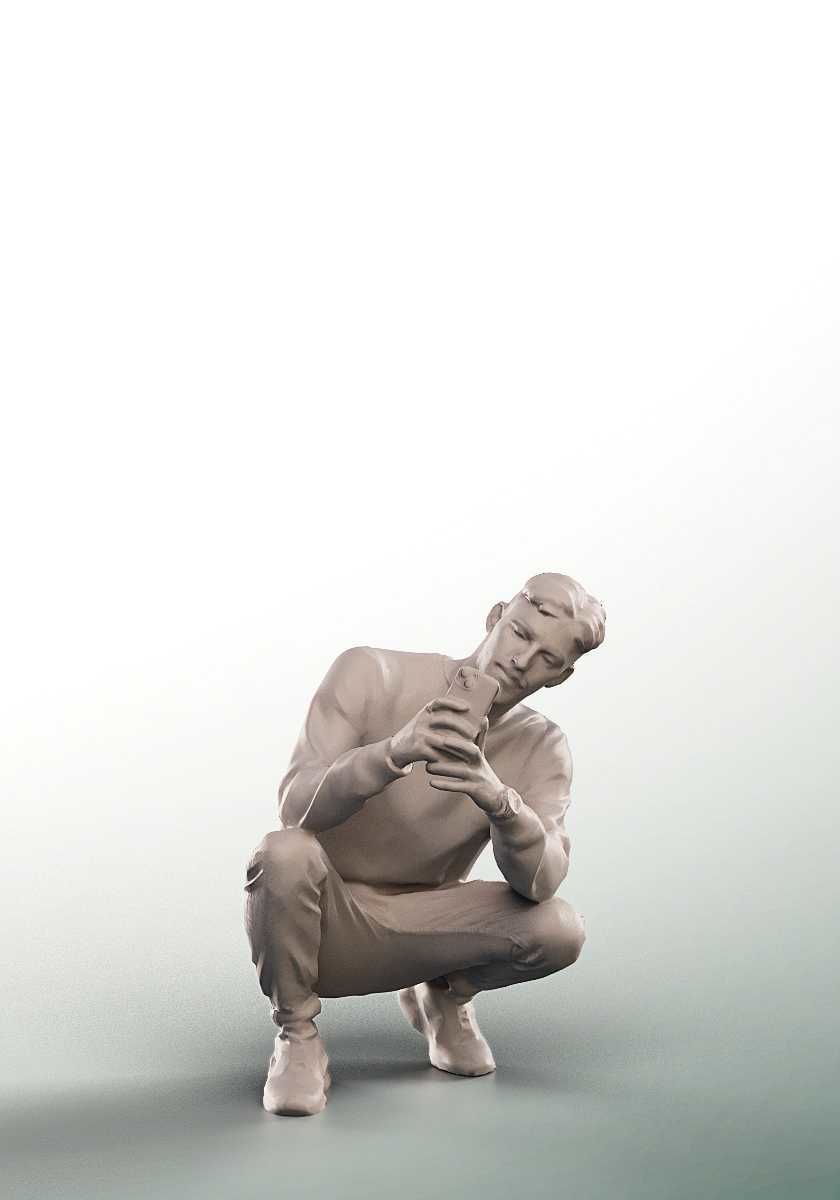 Nate 14992 - Casual Man Taking Picture Low-poly 3D model_3