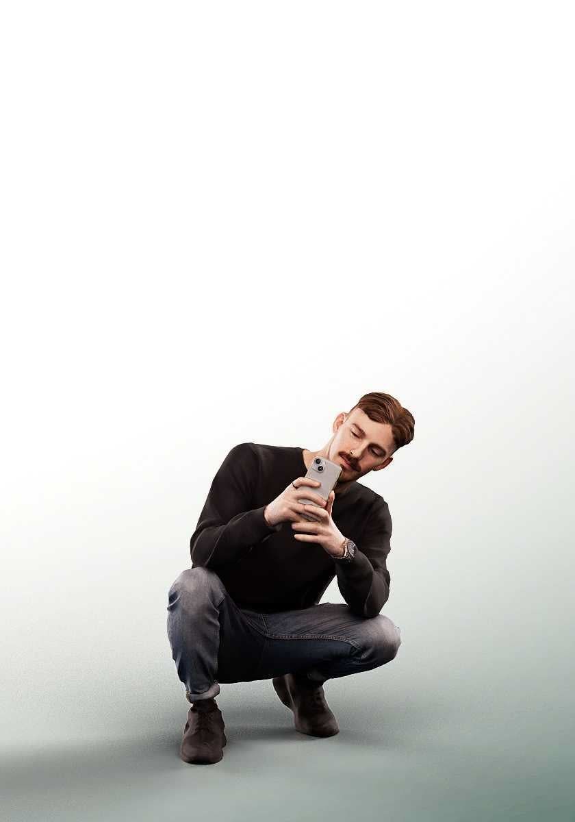 Nate 14992 - Casual Man Taking Picture Low-poly 3D model_1