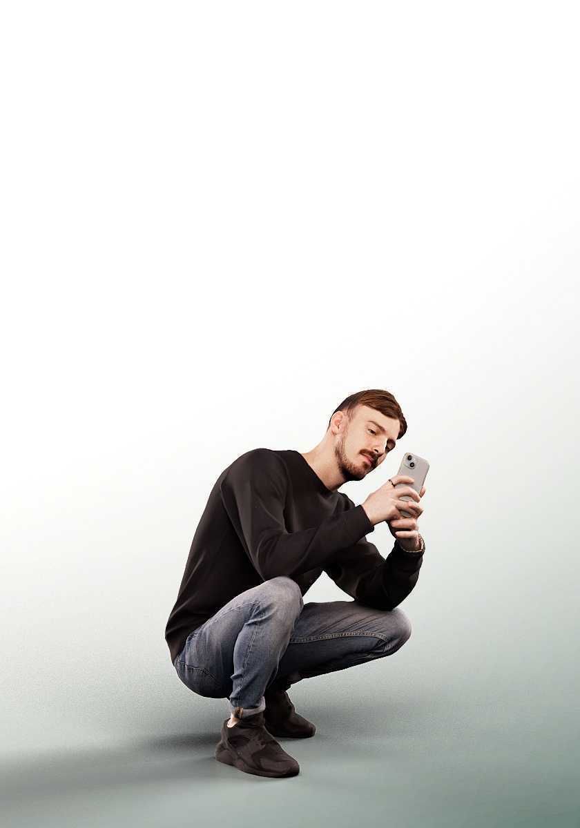 Nate 14992 - Casual Man Taking Picture Low-poly 3D model_2