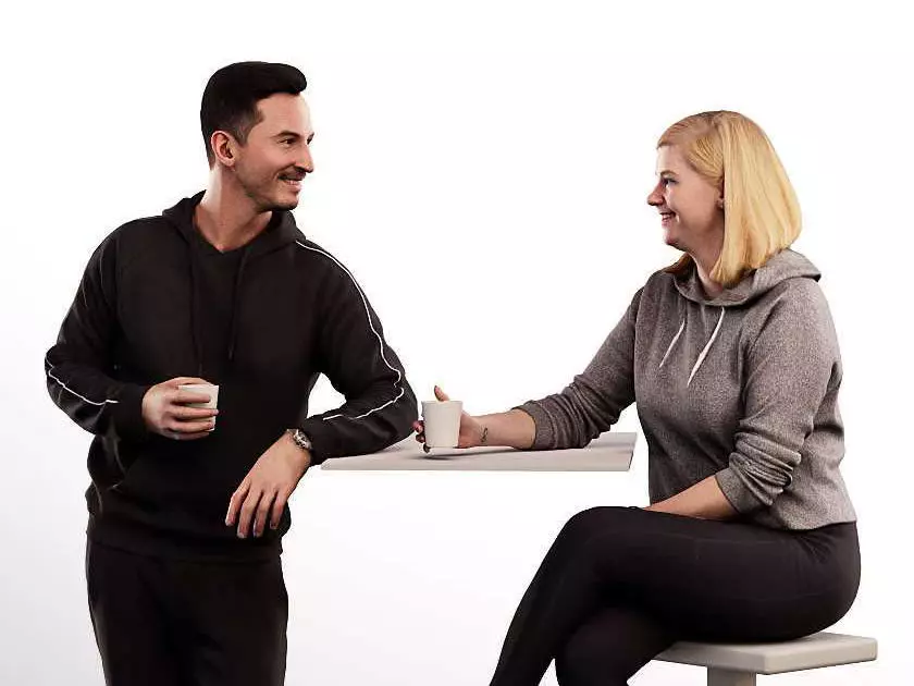 Frederik Bianca 14962 - Talking Couple At High Table Low-poly 3D model_0