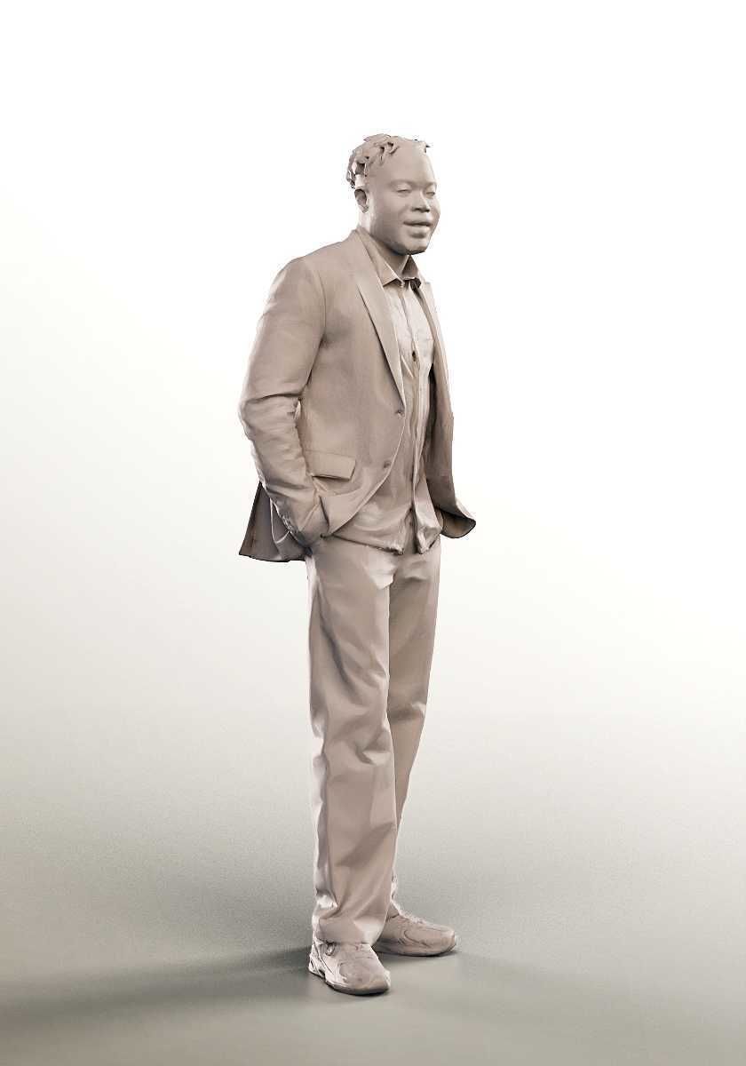 Jakob 14568 - Standing Elegant Black Man Low-poly 3D model_4
