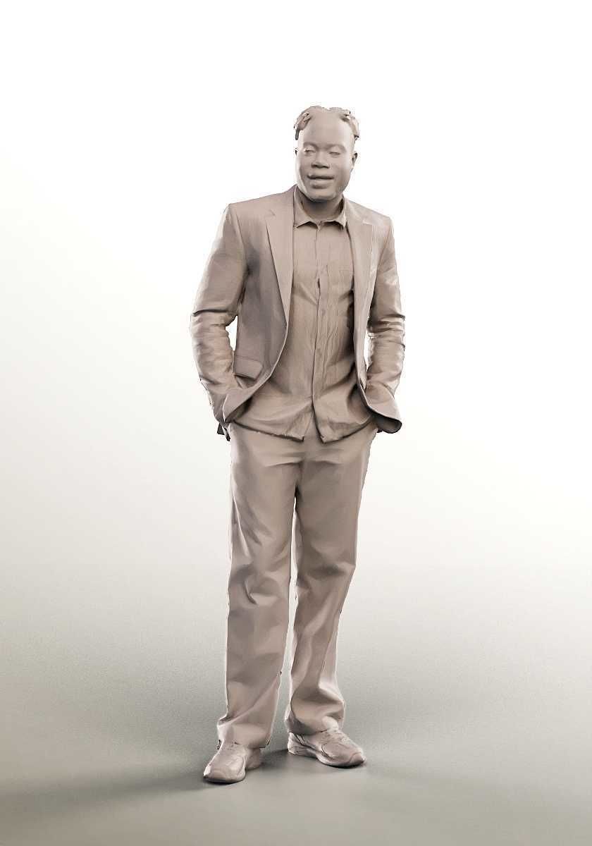 Jakob 14568 - Standing Elegant Black Man Low-poly 3D model_3