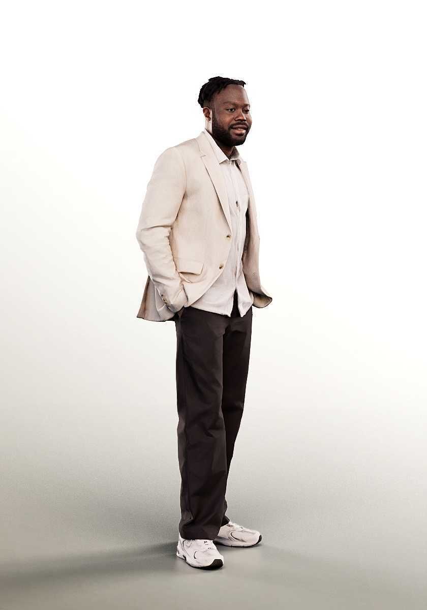 Jakob 14568 - Standing Elegant Black Man Low-poly 3D model_2