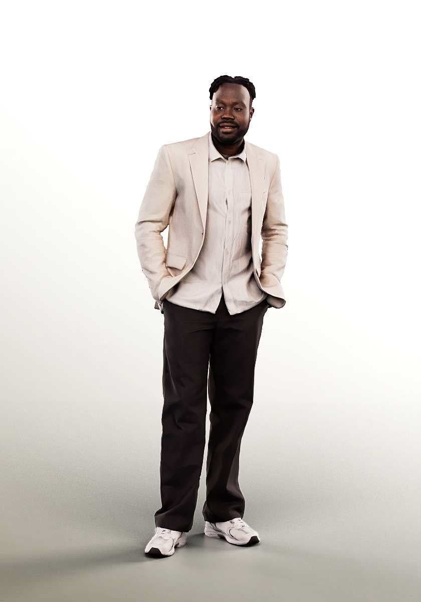 Jakob 14568 - Standing Elegant Black Man Low-poly 3D model_1