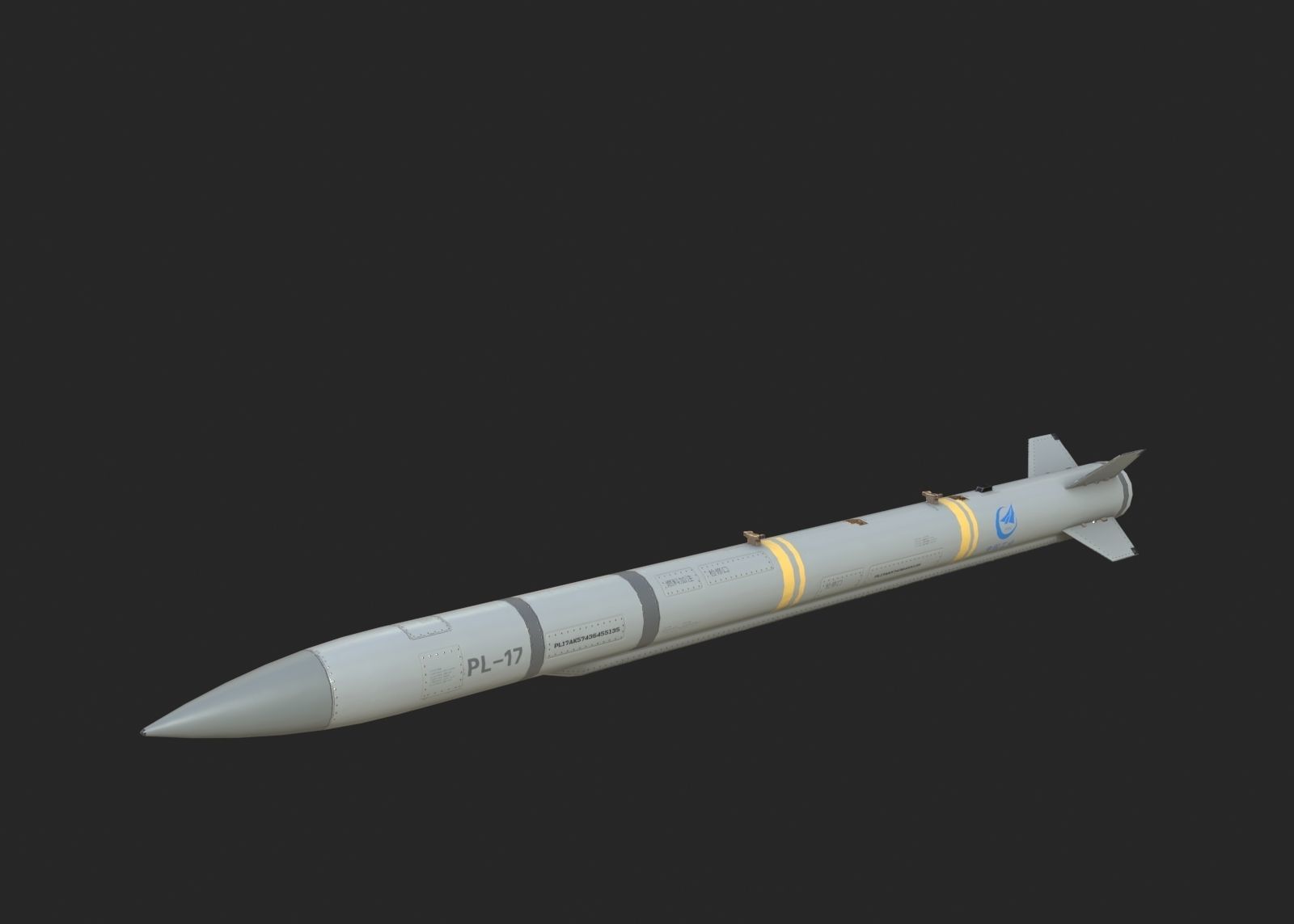PL-17 Chinese PL17 BVR Air to Air Missile Low-poly 3D model_1